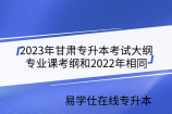 2023年甘肃专升本考试大纲-专业课考纲和2022年相同