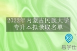 2022年內蒙古民族大學專升本擬錄取名單 錄取219人！