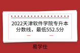 2022天津软件学院专升本分数线，最低552分