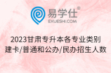 2023甘肅專升本各專業(yè)類別建卡/普通和公辦/民辦招生人數(shù)