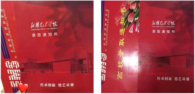 新疆藝術(shù)學(xué)院專升本錄取通知書