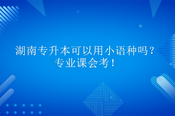 湖南專升本可以用小語種嗎？專業(yè)課會考！