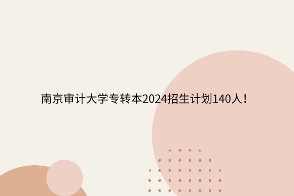 南京审计大学专转本2024招生计划