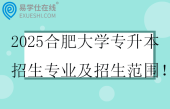 2025合肥大學專升本招生專業(yè)及招生范圍！