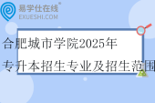 合肥城市學(xué)院2025年專升本招生專業(yè)及招生范圍~