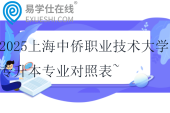 2025上海中僑職業(yè)技術大學專升本專業(yè)對照表~