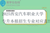 2025西安汽車職業(yè)大學(xué)專升本擬招生專業(yè)對(duì)應(yīng)目錄表！