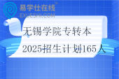 無錫學院專轉(zhuǎn)本2025招生計劃165人