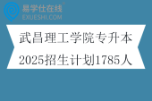 武昌理工學院專升本2025招生計劃1785人