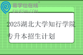 2025湖北大學(xué)知行學(xué)院專升本招生計(jì)劃、專業(yè)對(duì)照表