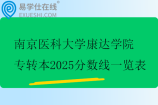南京醫(yī)科大學(xué)康達學(xué)院專轉(zhuǎn)本2025分?jǐn)?shù)線一覽表