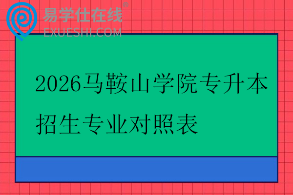 2026马鞍山学院专升本招生专业对照表