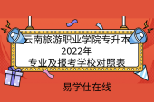云南旅游职业学院专升本2022年专业及报考学校对照表