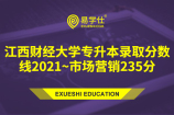 江西财经大学专升本录取分数线2021~市场营销235分