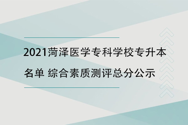 2021年菏泽医学专科学校专升本录取名单