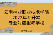 云南林业职业技术学院2022年专升本专业对应报考学校