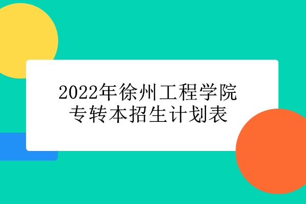 2022年徐州工程学院专转本招生计划表
