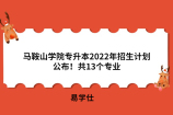 2022年马鞍山学院专升本招生计划公布！共13个专业