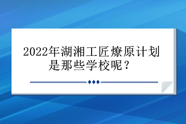 2022年湖湘工匠燎原计划是那些学校呢？