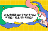 2022安徽建筑大学专升本专业有哪些？招生计划有哪些？