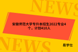 安徽师范大学专升本招生2022专业4个，计划410人