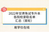 2022年甘肃免试专升本各院校录取名单汇总（首轮）