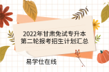 2022年甘肃免试专升本第二轮报考招生计划汇总