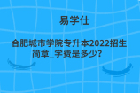 合肥城市学院专升本2022招生简章_学费是多少？