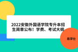 2022安徽外国语学院专升本招生简章公布！学费、考试大纲