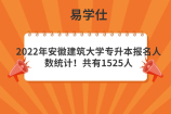 2022年安徽建筑大学专升本报名人数统计！共有1525人