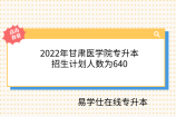 2022年甘肃医学院专升本招生计划人数为640