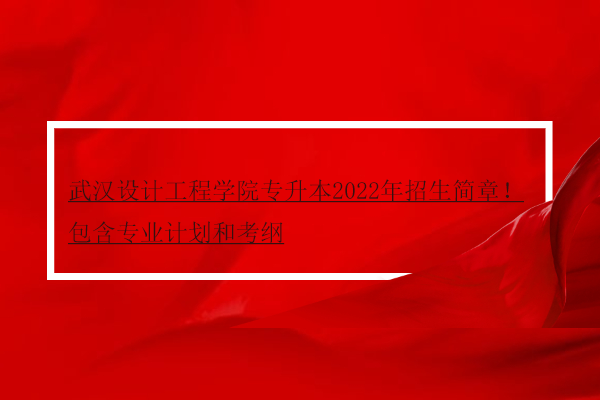 武汉设计工程学院专升本2022年招生简章