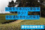 云南专升本2022录取率多少？录取通知书什么时候发