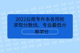 2022云南专升本各院校录取分数线、专业最低分