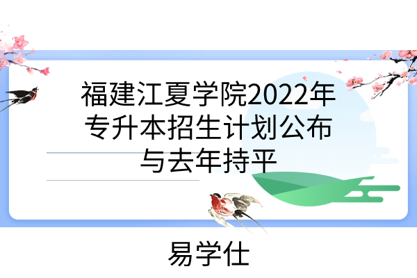 福建江夏学院2022年专升本招生计划