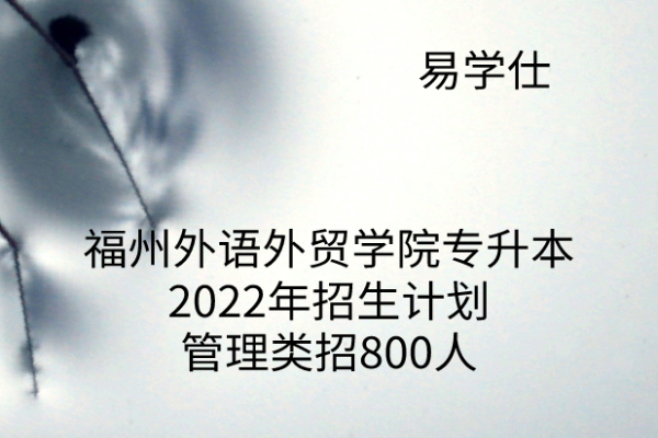 福州外语外贸学院专升本2022年招生计划，管理类招800人