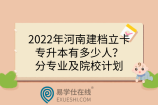 2022年河南建档立卡专升本有多少人？分专业及院校计划