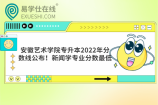 安徽艺术学院专升本2022年分数线公布！新闻学专业分数最低