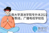 云南大学滇池学院专升本2022分数线，广播电视学较低