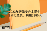2023年天津专升本招生计划汇总表，共招3160人