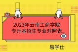 2023年云南工商学院专升本招生专业对照表，新增5个专业