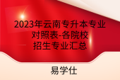 2023年云南专升本专业对照表-各院校招生专业汇总