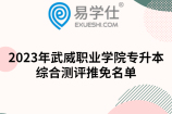 2023年武威职业学院专升本综合测评推免名单