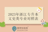 2023年浙江专升本文史类专业对照表 可以报考25个本科专业！