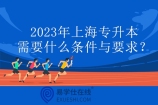 2023年上海专升本需要什么条件与要求？英语四级和计算机！