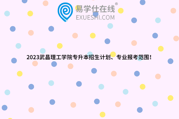 2023武昌理工学院专升本招生计划