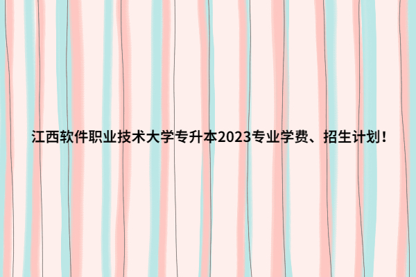 江西软件职业技术大学专升本2023招生计划