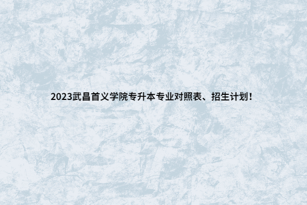 2023武昌首义学院专升本专业对照表
