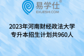 2023年河南财经政法大学专升本招生计划共960人