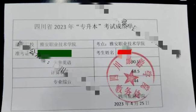 2023年四川旅游学院专升本成绩查询